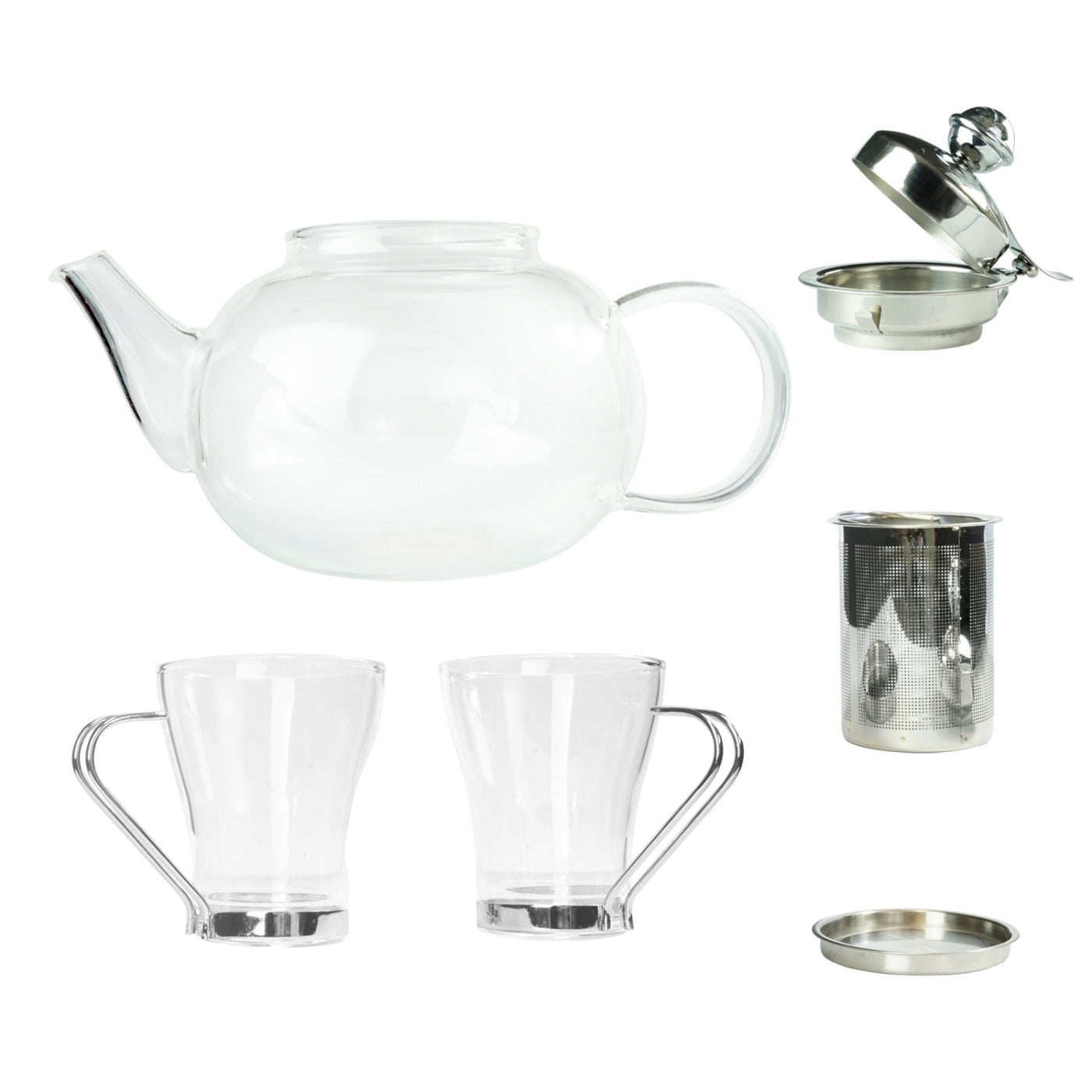 Borosilicate Glass Teapot with Infuser 20oz & 2 Glass Cups