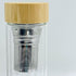 Double Wall Borosilicate Glass Tea Infuser Bottle with Bamboo Lid – 16 oz